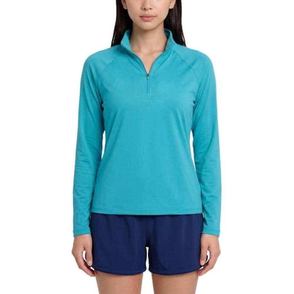 Lands End Women's XL Relaxed Fit Lightweight 4-Way Stretch Quarter Zip Rashguard